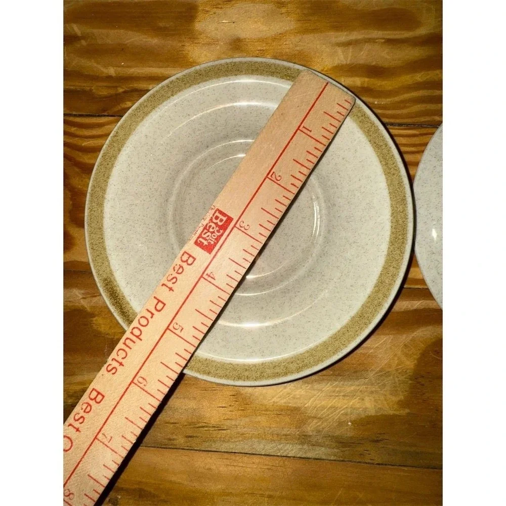 Vintage Country Living Stoneware Saucer Plates Set of 2 Beige Round Japan 1970's